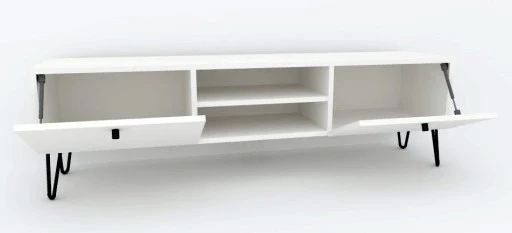 Szafka RTV biała 140 cm nowoczesne wnętrze