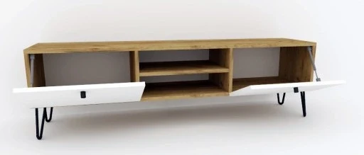 Szafka RTV dąb biel 140 cm nowoczesne wnętrze