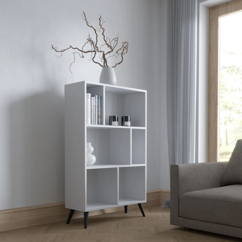Regał na książki biurowy biały skandi