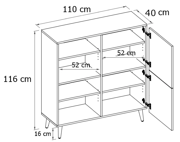Komoda duża drewniane nogi dąb