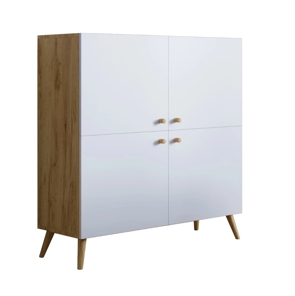 Komoda duża drewniane nogi biała