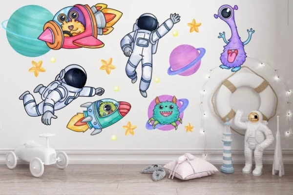Naklejki na ścianę do pokoju dziecka kosmos