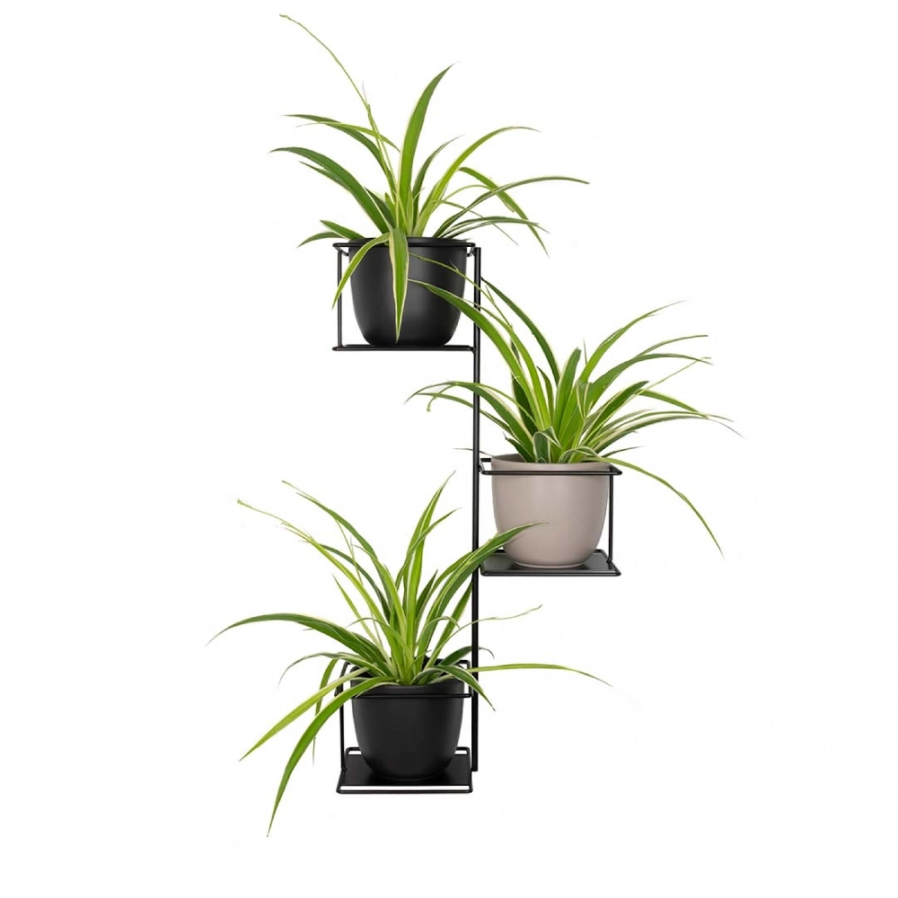 Kwietnik wiszący ścienny metalowy Dżungla2 potrójny Loft XL czarny