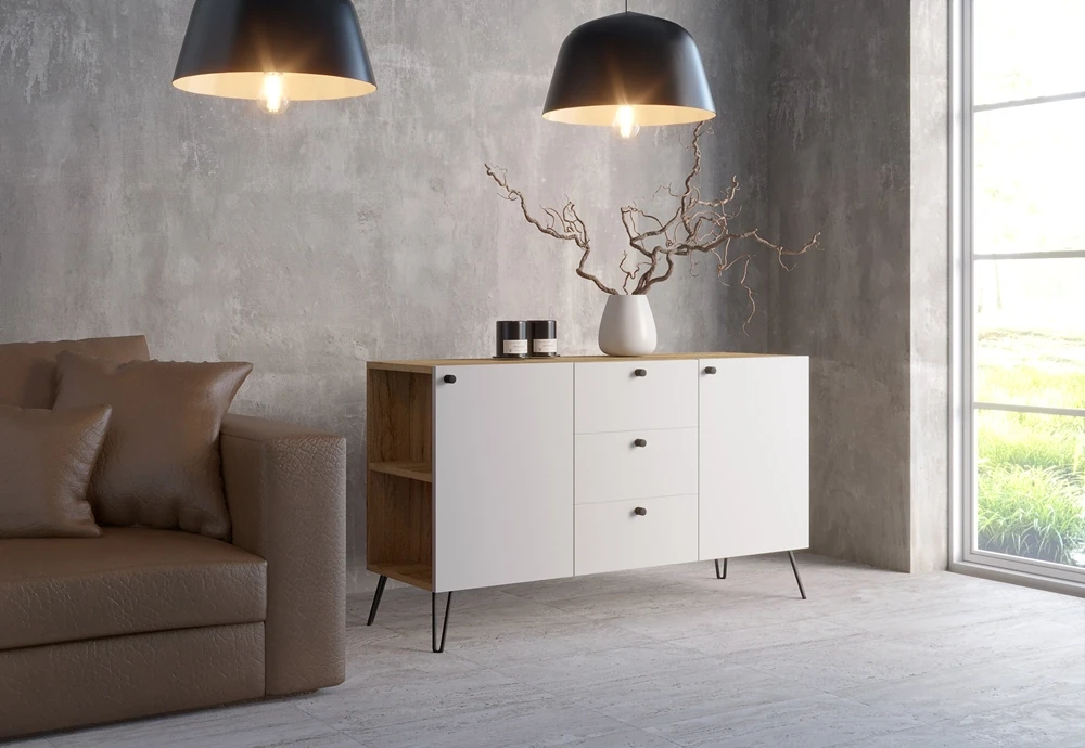 Komoda Posti z szufladami dąb / biały