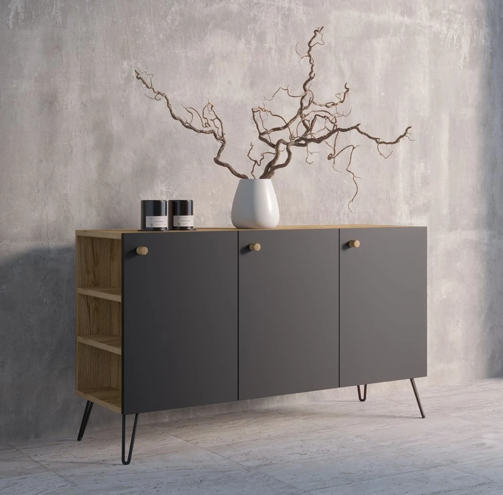 Komoda Tilax loft dąb / czarny