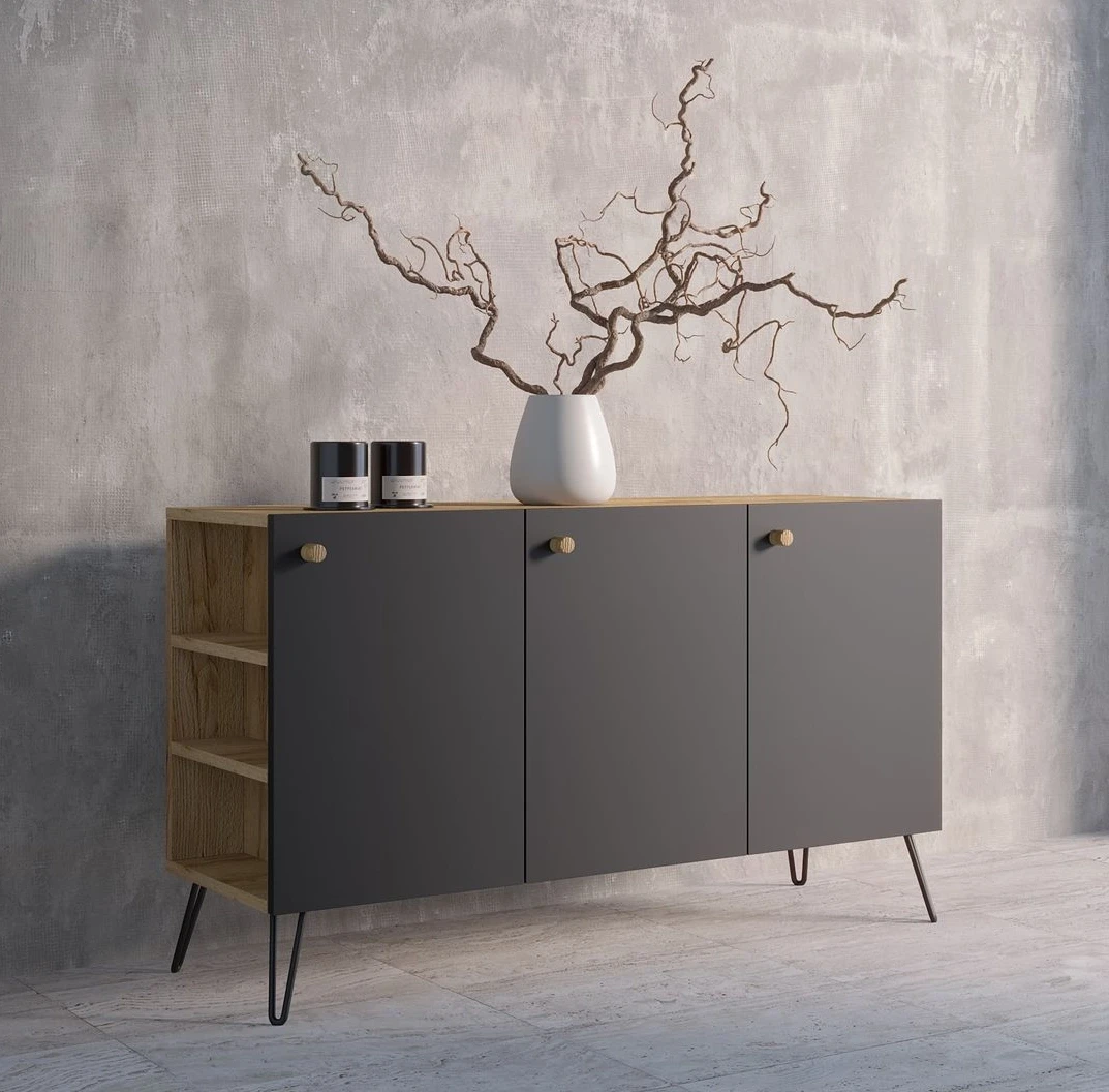 Komoda Tilax loft dąb / czarny