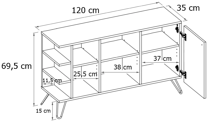 Komoda Tilax loft dąb / czarny