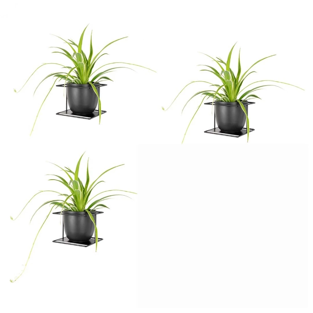 Kwietnik ścienny czarny Flora XL Zestaw 3 szt