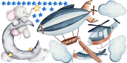 Naklejki  dla dzieci na ścianę  naklejka balon samoloty