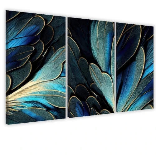 Obraz na płótnie canvas tryptyk niebieskie kwiaty