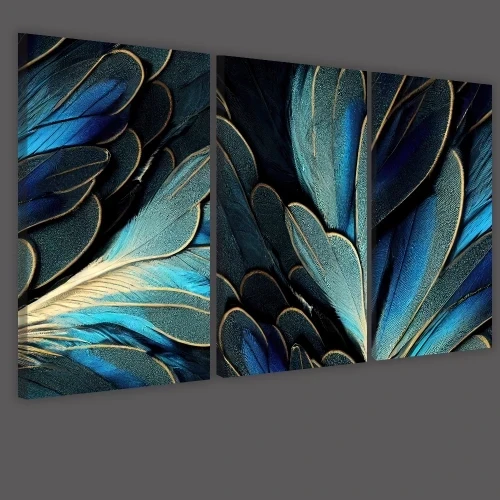 Obraz na płótnie canvas tryptyk niebieskie kwiaty