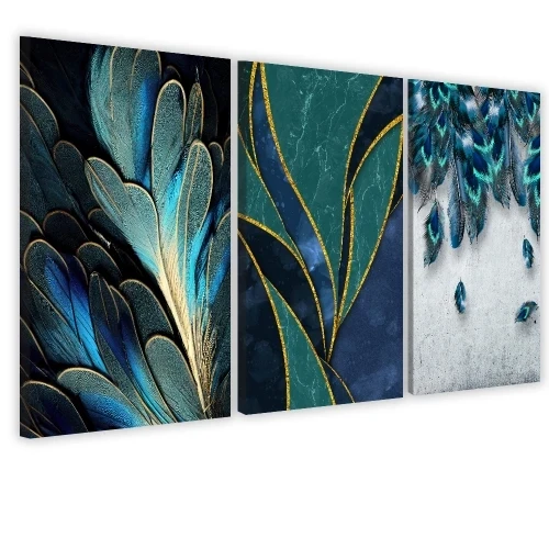 Obraz na płótnie canvas tryptyk niebieskie kwiaty