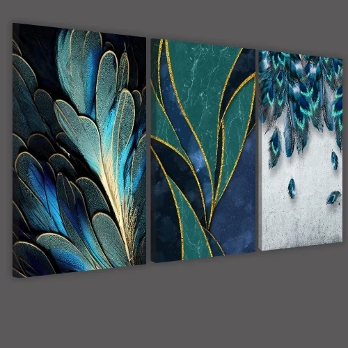 Obraz na płótnie canvas tryptyk niebieskie kwiaty