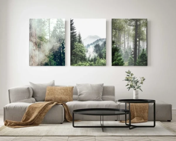 Obraz na płótnie canvas tryptyk las we mgle
