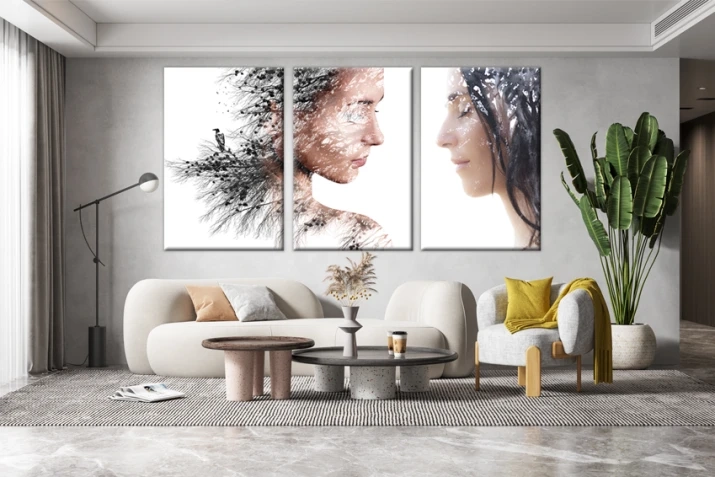 Obraz na płótnie canvas tryptyk kobieta abstrakcja