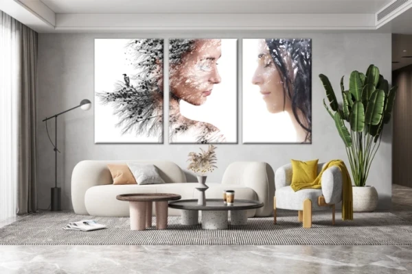 Obraz na płótnie canvas tryptyk kobieta abstrakcja
