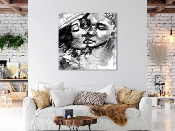Obraz na płótnie canvas biało czarny  szkic para
