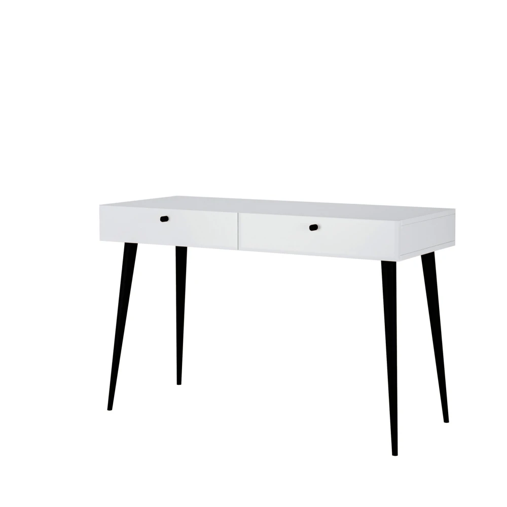 tuuri białe biurko na drewnianych nogach
