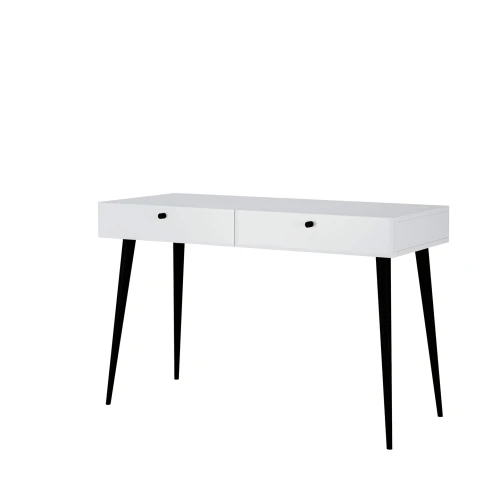 tuuri białe biurko na drewnianych nogach