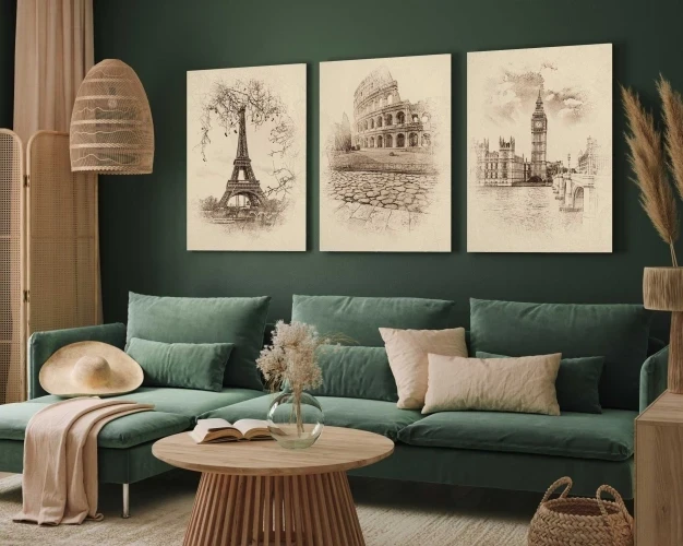 Obraz na płótnie  tryptyk Paryż Lobdyn Rzym