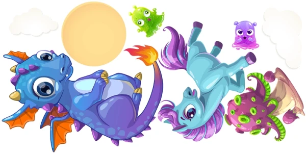 Naklejki na ścianę  naklejka Pony Dinozaury