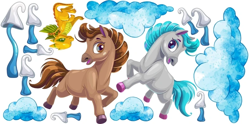 Naklejki-dla-dzieci-na-sciane-koniki-pony