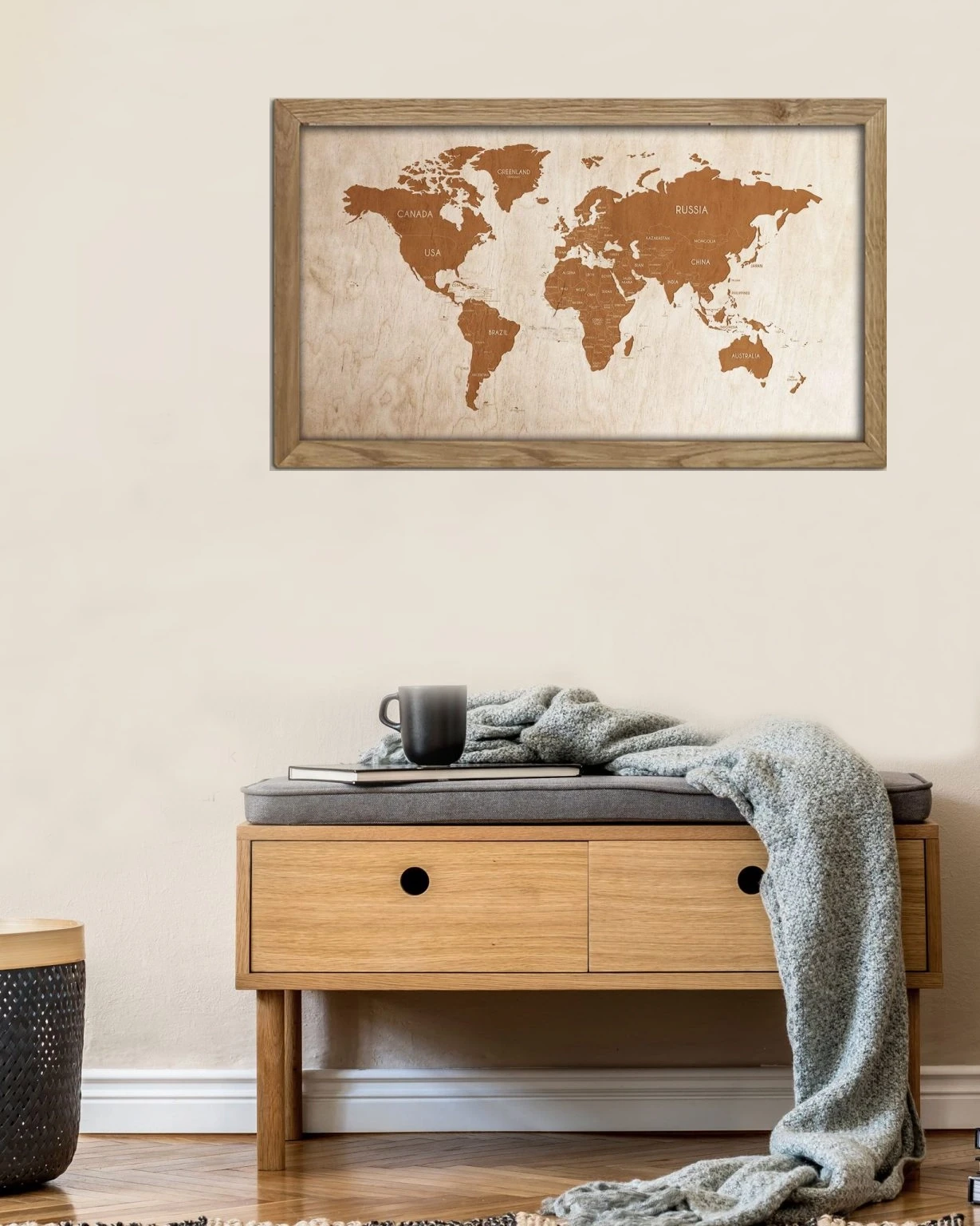 Drewniany-obraz -Mapa-Świata