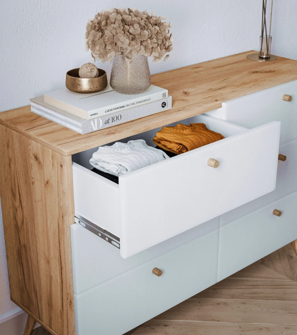 Komoda-z-szufladami-drewniane-nogi-kolor-biały-dąb