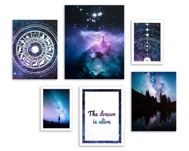 Zestaw plakatów 6 szt plakaty kosmos