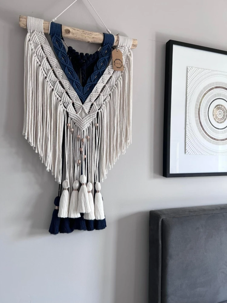 Makrama handmade niebieska
