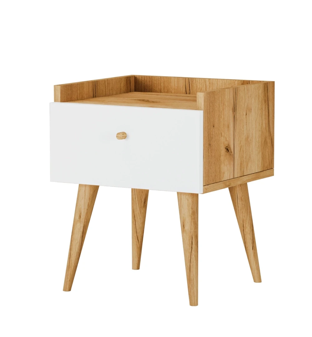 Stolik nocny szafka nocna biały / dąb