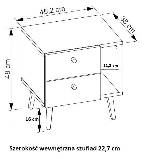 Stolik nocny szafka nocna kolor biały/dąb