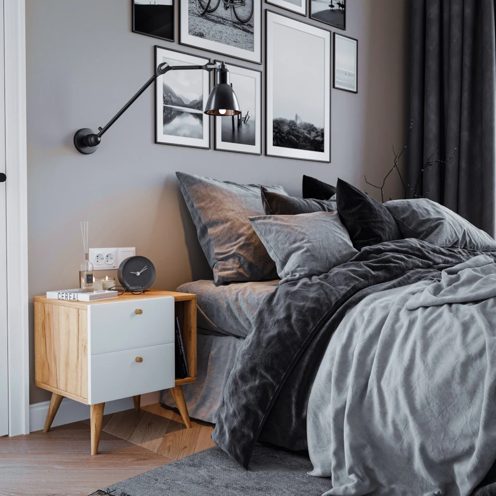 Stolik nocny szafka nocna kolor biały/dąb