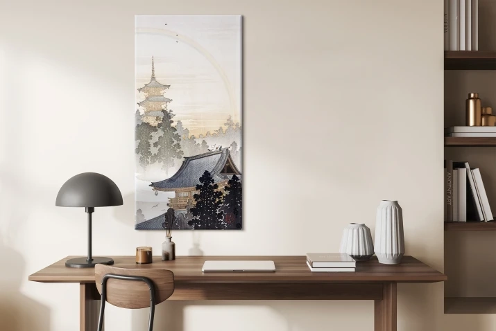 Pagoda i tęcza - reprodukcja Ohara Koson