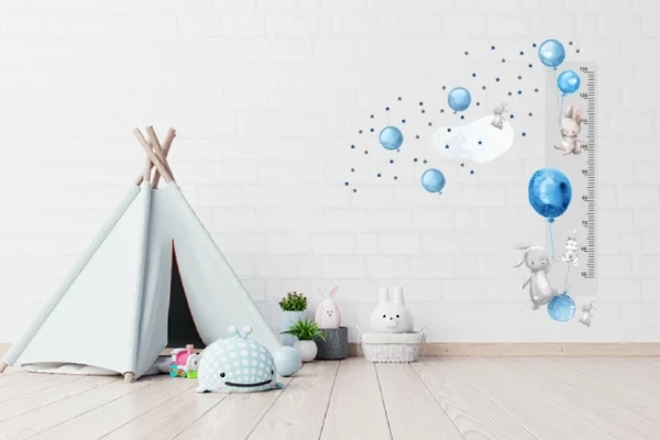 Miarka wzrostu Naklejka ścienna balony króliki