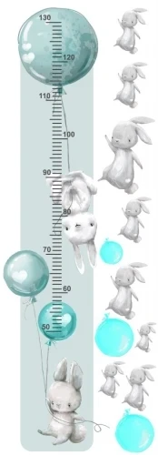 Miarka wzrostu Naklejka ścienna balony króliki