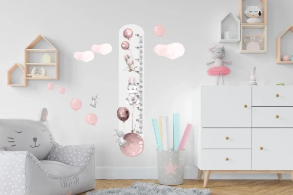 Miarka wzrostu Naklejka ścienna  balony chmurki