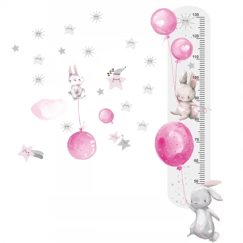 Miarka wzrostu Naklejka ścienna różowe balony