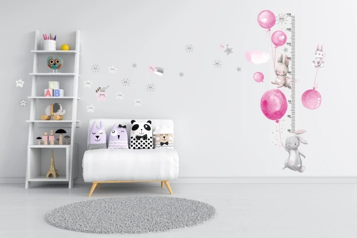 Miarka wzrostu Naklejka ścienna różowe balony