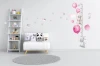 Miarka wzrostu Naklejka ścienna różowe balony