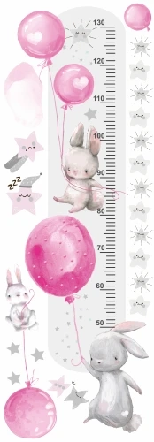Miarka wzrostu Naklejka ścienna różowe balony