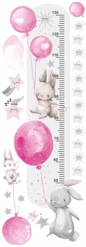 Miarka wzrostu Naklejka ścienna różowe balony