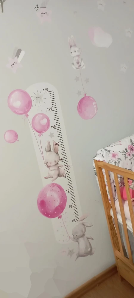 Miarka wzrostu Naklejka ścienna różowe balony