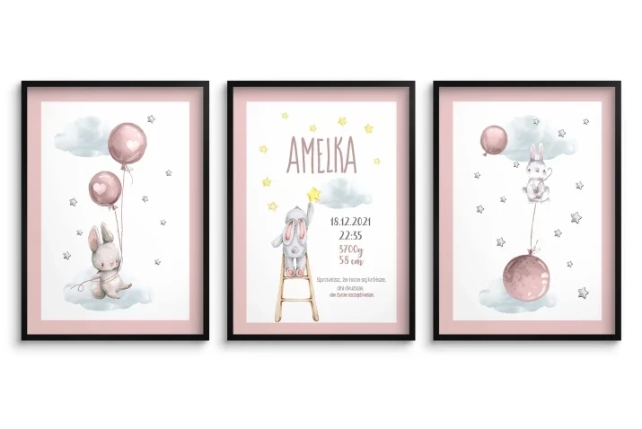 Zestaw trzech plakatów z metryczką