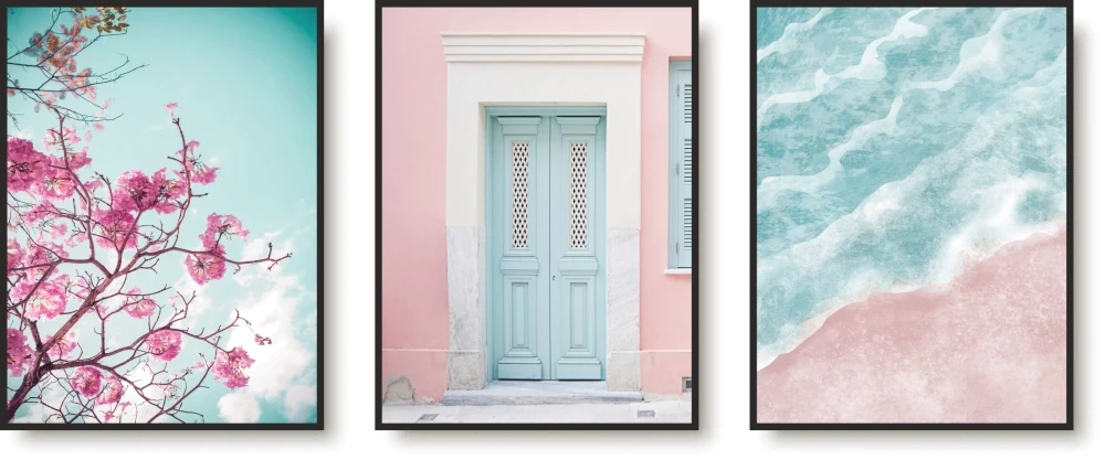 Zestaw trzech plakatów plakaty bez ramek kwiaty