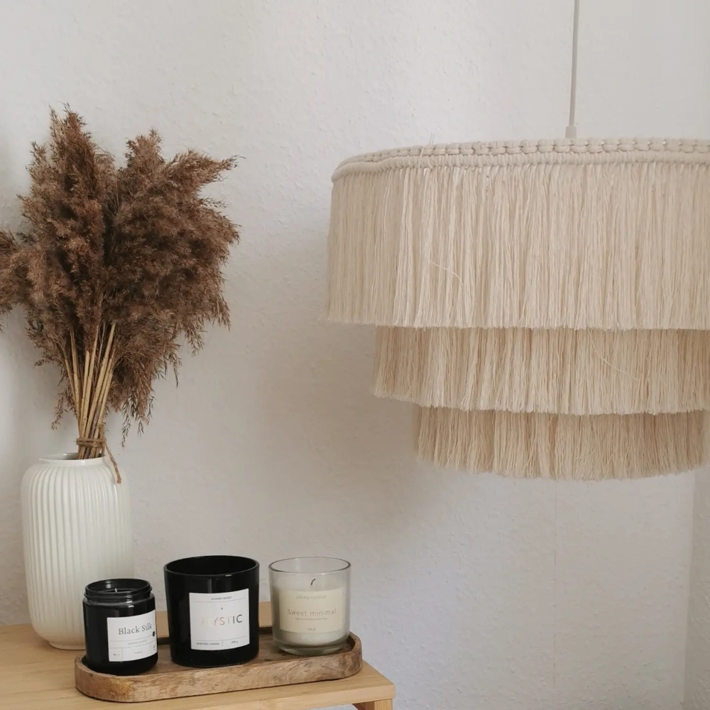 Lampa boho  abażur sznurkowy 50cm