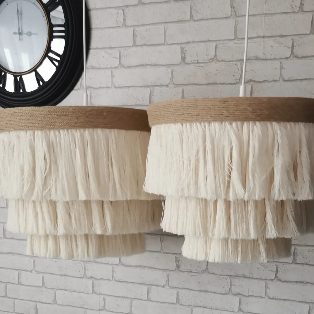Lampa boho z jutą abażur sznurkowy