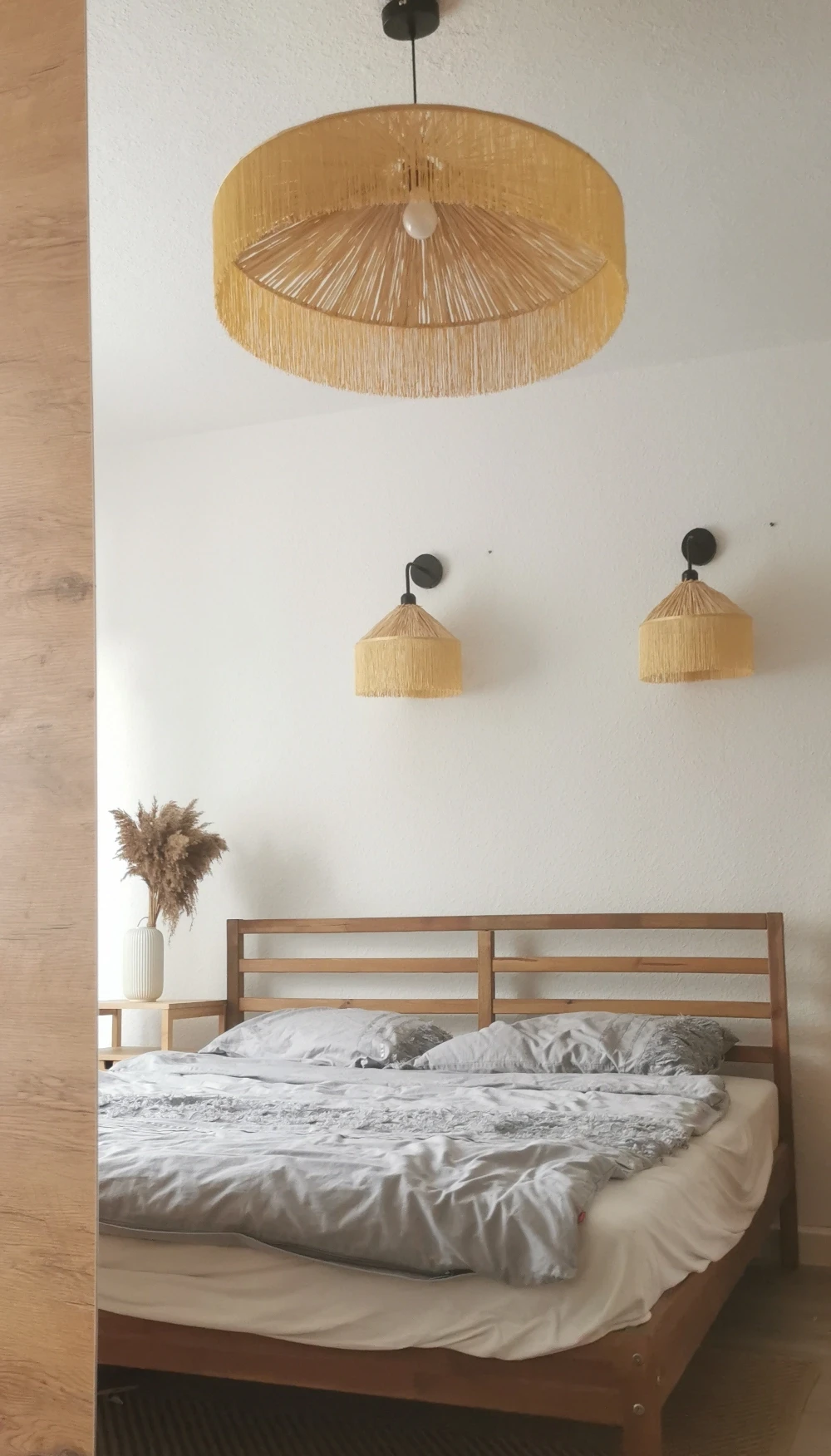 Lampa żyrandol boho -  abażur rafia