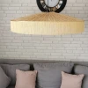Lampa żyrandol boho -  abażur rafia