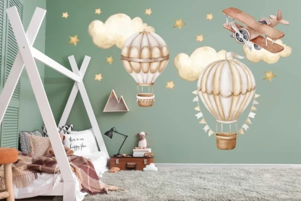 Naklejki na ścianę  naklejka balony samolot